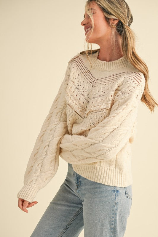 Lace Cable Knit Sweater