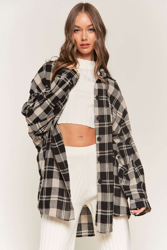 Black Oversized Button Up Flannel