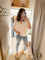 Ivory Linen Button Down Top
