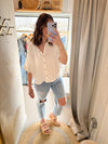 Ivory Linen Button Down Top